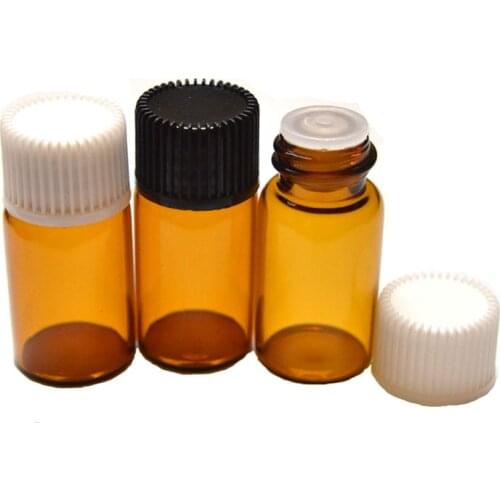 10pcs perfume sample Amber Glass Bottle with Orifice Reducer and Cap Small Essential Oil 3ml Mini Glass Vials