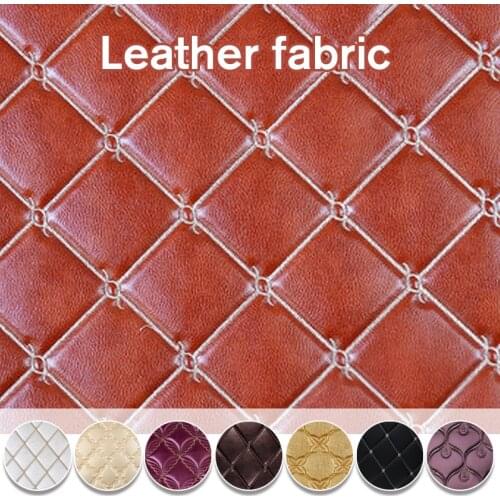 100x138cm Faux PU Embroidery Thick Leather Fabric Wear-Resistant Sponge Bed Car Decoration Leather Fabric Patches