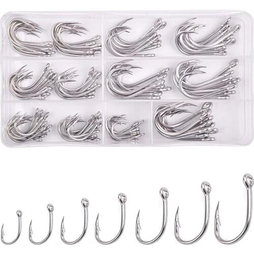 110Pcs/Box Stainless Steel Fishing Hooks Sharp Sport Circle Barbed Live Bait Carp Fishing Hooks For Freshwater Saltwater