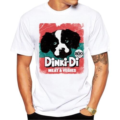 2018 Men Dinki Di Dog Food Printed T-Shirt Hipster Funny Cool T Shirts Short Sleeve Casual Tops