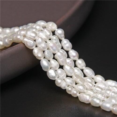 3mm Oval Natural Pearl Beads White Freshwater Baroque Small Pearl Punch Beads For Jewelry Making DIY Supplies Wedding 14"Strand
