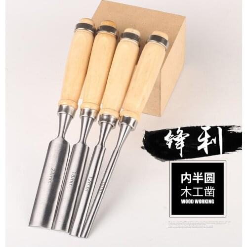 Inner Edge Gouge Woodworking Chisel Wooden Handle 4pcs Set Carving Knife Carpenters Engraving Chisel for Woodworking Tools