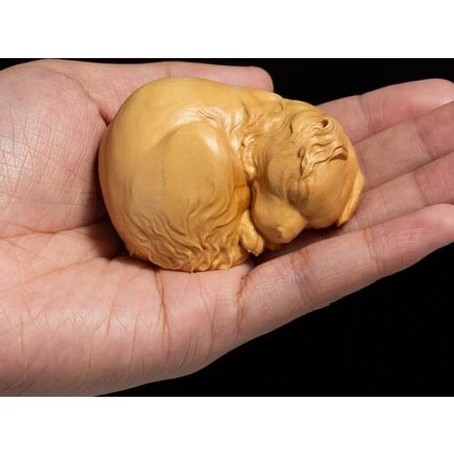 6 Cm Puppy Boxwood Living Room Decoration Crafts Sculpture Cute Zodiac Solid Wood Lucky Dog Statue Home Decor