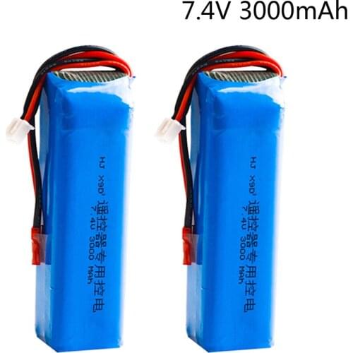 2PCS upgrade 7.4V 3000mAh liipo Battery for Frsky Taranis X9D Plus Transmitter 7.4V Lipo Battery Toys Accessories