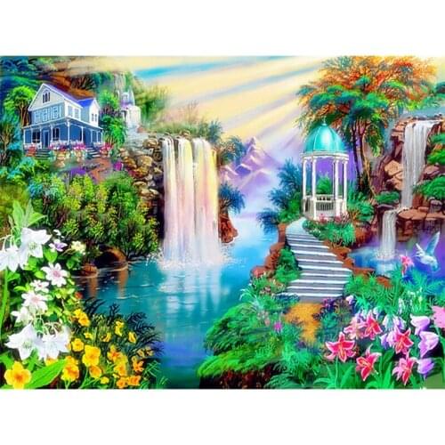 Diamond Mosaic Embroidery Sale Landscape Waterfall 5D DIY Diamond Painting Full Square Rhinestone Picture Gift