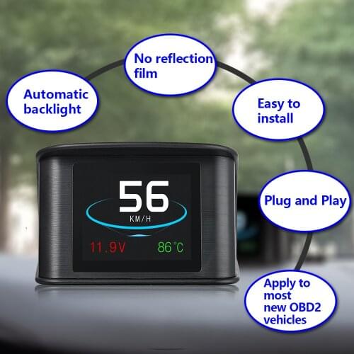 P10 Car HUD Head-Up Display OBD2 Digital Car Speedometer Speed Projector Auto OBD 2 Display Alarm System