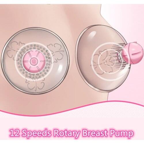 Wireless Electric Nipple Sucker Cup 12 Speeds Rotary Breast Pump Bra Massager Breast Enlargement Vibrator Sex Toys For Women