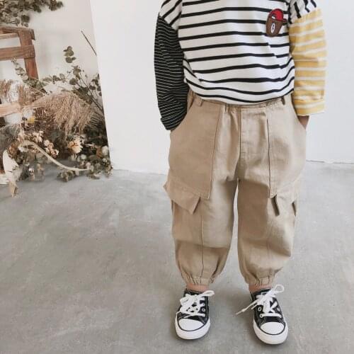 Baby Boys Cargo Pants 2019 Autumn New Childrens Casual Pants Kids Loose Trousers Baby Clothes Toddler Trousers for Boys Pants