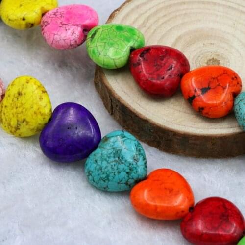 Heart shape Turkey stone multicolor loose beads 16mm 15" 2pc/lot DIY fit women jewelry making bracelet&necklace wholesale