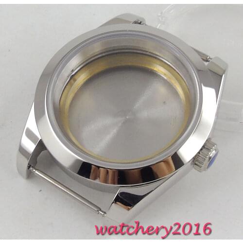 40mm Sapphire Glass Polished Steel Watch Case fit ETA 2836 DG2813 3804 MIYOTA Movement