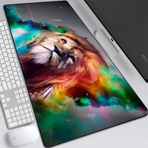 Cool Lion Black Mouse Pad Large Locking Edge Gamer Computer Desk Mat Anime Non-Skid Gaming MousePad Notebook Pc Accessories