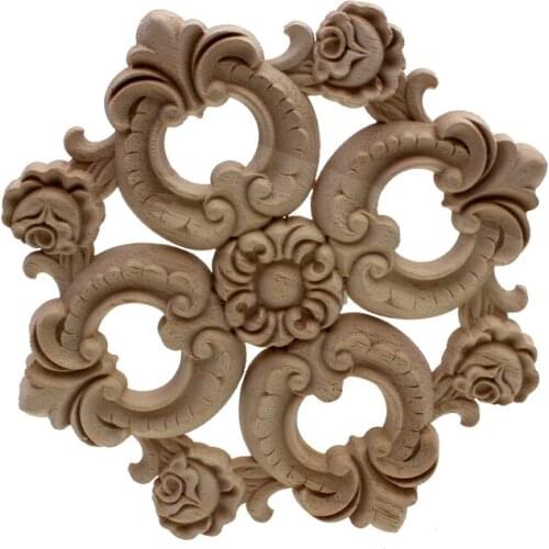 Runbazef Wood Decoration Appliques Carved Vintage Home Decor DecorRound Rose Furniture Accessories Modern Decals Figurine