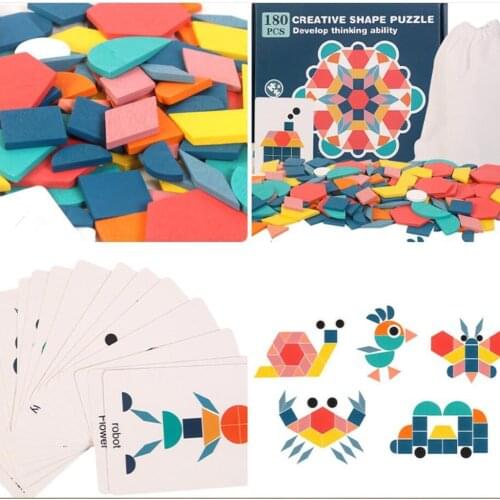 Children Geometric Shape Puzzles Toy Wooden Learning Toys for Kids 4-6