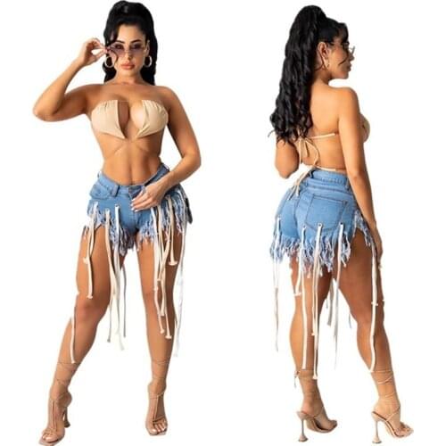 Donsignet Women Jeans Fashion 2021 Summer New Elastic Taser Denim Shorts Ripped Jeans Streetwear Short Jeans Pants for Women