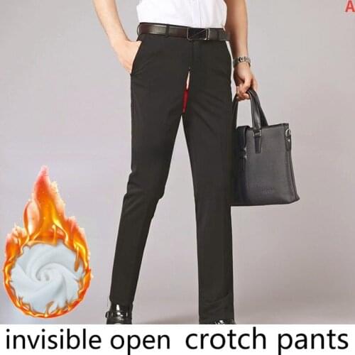 Her Secret Trick: Mens Invisible Zipper Full Open Crotch Pants, Outdoor Sex, No Take Off Date, Easy To Wear In The Office