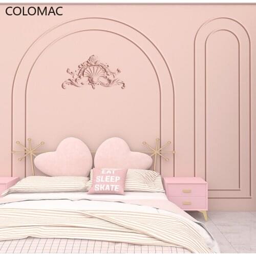 Colomac Custom 3d Pink Plaster Line Wallpaper Light Luxury Living Room Clothing Store Background Mural Hd Sticker Drop Shopping
