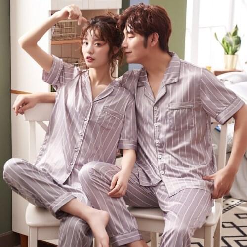 Group and General Manager of Cloud xuan Summer Couples Pajamas Female Viscose Short Sleeve Trousers Thin Male Mo