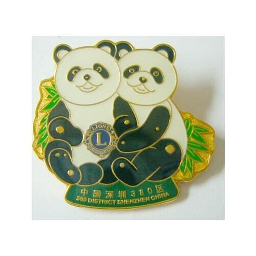 Iron soft enamel pin,with epoxy,customize pin,free design,high quanlity ,fast delivery,gold plated,PANDA,30mm size