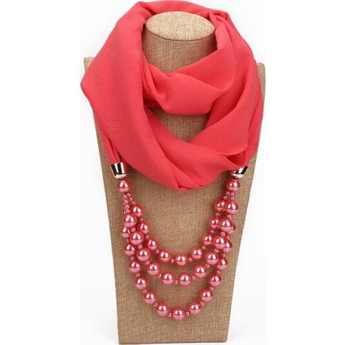 Fashion Pearl Necklace Chiffon Scarf Female Spring And Autumn national Style Pendant Jewelry Scarf Travel Photo Performance