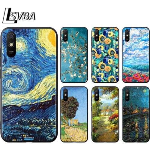 Van Gogh Star flower for Xiaomi Redmi 10X Pro 9C 9A 9T 9 GO K40 K30 Ultra K20 8 7 S2 6 5 4X Pro Soft Black Phone Case