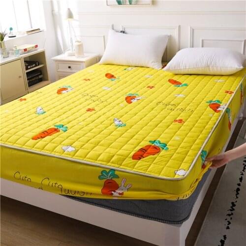 Flamingo Sofe Cotton Fitted Sheet Elastic Printing Bands Mattress Pad Cover Stretch Solid Color Bedspreads For Double Queen Bed
