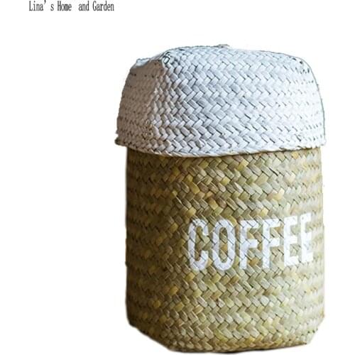 Natural eco frendly soft hand woven straw basket with handles