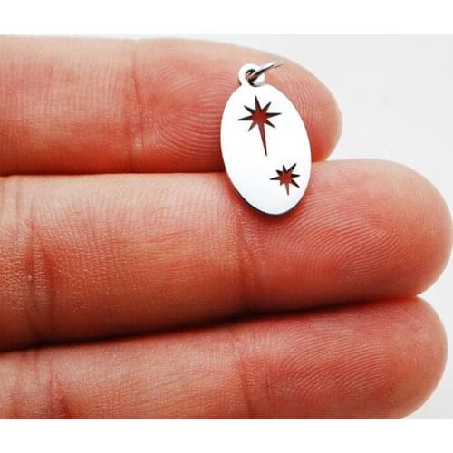 Wholesale 30pc/lot DIY Stainless Steel Charms Oval Spike Stars Pendant Jewelry Components Girls Women Making Jewelry