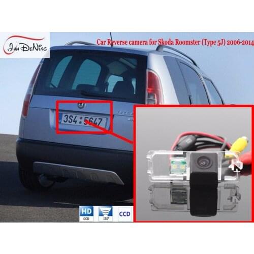 JanDeNing License Plate Light OEM/HD CCD Car Rear View Parking/Backup Reverse Camera For Skoda Roomster (Type 5J) 2006-2014
