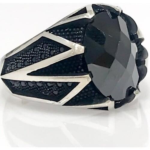 New Design Black Onyx Sterling Silver Men 'S Ring