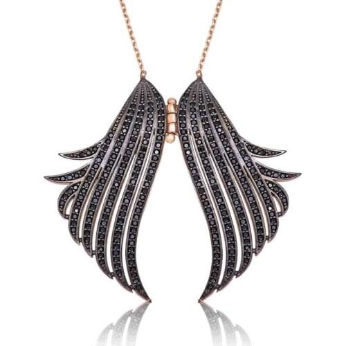 Real Silver 925 Jewelry Silver Angel Wing Lady Necklace