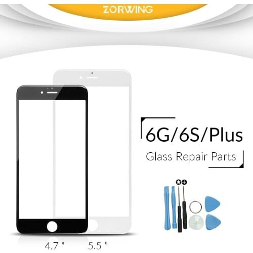 Best quality Black White 4.7 5.5 inch Front Glass For iPhone 6 6S Plus Touch Screen Digitizer Panel LENS Replacement With tools