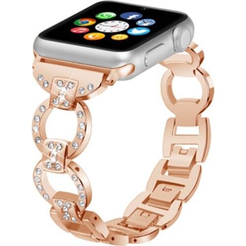 Suitable For Apple Watch 38/40/42/44MM Metal Womens Strap Series Iwatch3456SE New 8-Shaped Buckle Metal Steel Diamond Watchband