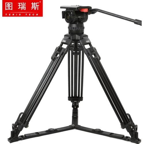 TERIS V18L Aluminum Professional Tripods Video Camera Tripod with Fluid Tripod Head Load 18kg For RED Tilta Camera Rig