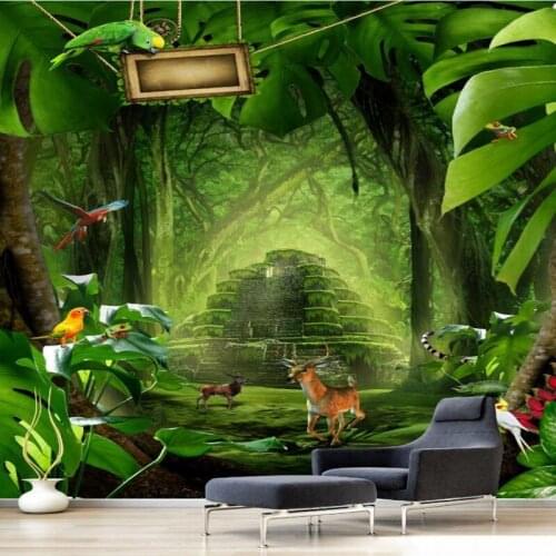 Dropship Custom mural Dream jungle deer forest living room backdrop decorative wallpaper jungle wallpaper kids room wallpaper