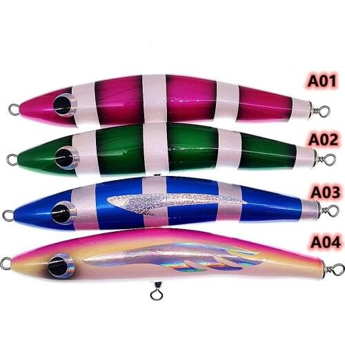Swolfy 4pcs/Lot Stickbait GT Surface Trolling Wood Pencil Fishing Lure 110g /220mm Free Shipping Handmade Hard Bait