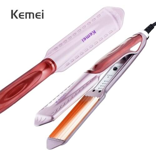 Kemei Professional Hair Curler Dry&wet Adjustable Fast Heating Ceramic Curling Hair LCD Display Household Styling Tools