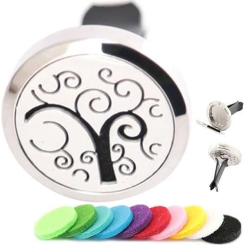 AMYA Jewelry Tree of Family 30mm Diffuser 316 Stainless Steel Pendant Car Aroma Essential Oil Car Diffuser Lockets Free Pads