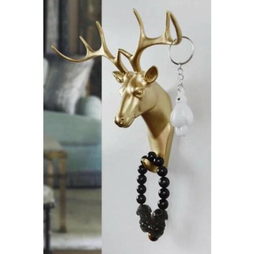 Coat Rack Deer Head Figure Key Chain Home Decoration Accessories Model Statues Colorful Creative Living Room Decor Art