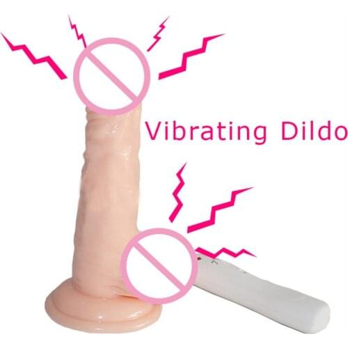 Adult Sex Toys for Women Vibrating Dildo New 2016 7 Inch Skin Suction Cup Penis with Vibrating Balls Dildo Vibrator Sex Products