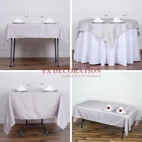 1pcs Sale Square Rectangle Poly Table Cloth Overlay Seamless Tablecloth For Wedding Banquet Event Decoration