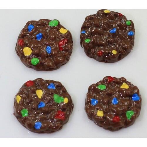 18mm Resin Simulation Chocolate Rainbow Bean Cookies Flatback Cabochons For Phone Case Decoration