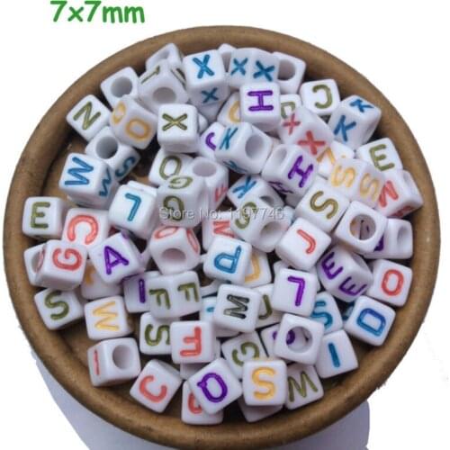 1900pcs Mixed "A-Z" Cubic White Plated With Colorful Alphabet Letter Beads Acrylic Spacer Beads For DIY Bracelet