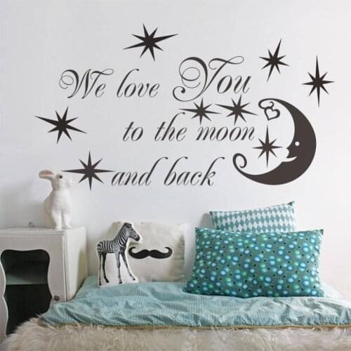 2017 Hot New PVC wall stickers diy wall home decor Pattern Moon and stars original size 41*71CM