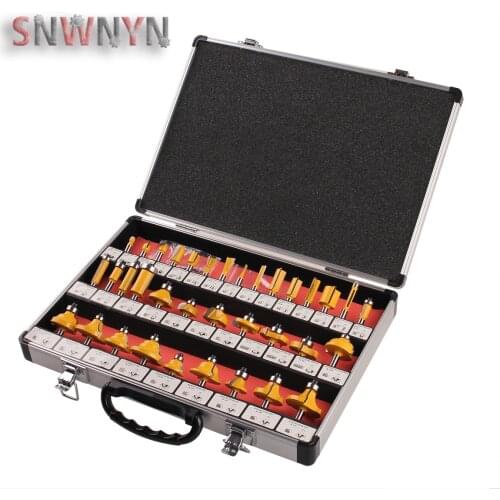 35pcs/set 1/4 inch 6.35mm Shank Router Bit Set Wood Milling Cutter Trimming Machine Tool With Box