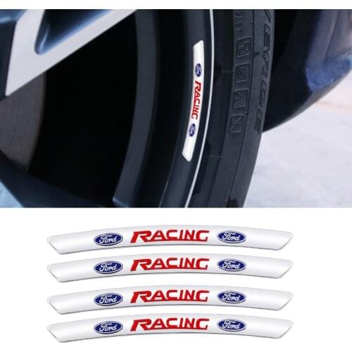 4pcs Car Wheel Hub Stickers Aluminium Alloy Auto Emblem Accessories For Ford Fiesta Focus Mondeo Ranger Kuga Escape Ecosport