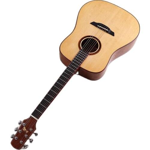 41 Inch Acoustic Guitar 6 Strings Guitar Full Solid Wood Body Folk Guitar Wood Guitar Natural Color with Triangle Head