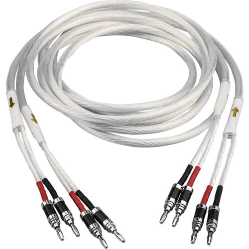 Audiophile OFC Silver Plated Speaker Cable Oxygen Free Copper Amplifier Decoder HiFi Audio Line