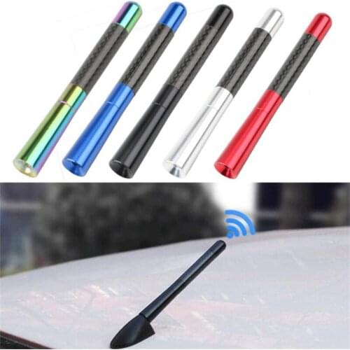 Car Styling Roof Antenna Enhanced Signal Carbon Fiber Screw Metal Short Stubby Mast Antenna
