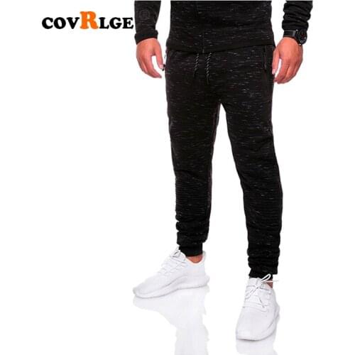 College Mens Pants 2019 Spring Csual Tether Elastic Sports Trousers Fashion Trousers Streetwear Men Pants Black MKX043