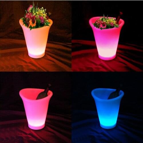 SK-LF07 L26*W22*H30cm LED Flower Planter Pots Lighting with 24 keys Remote Control Free Shipping 1pc from Skybess Factory